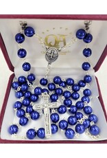 Handmade Rosary with Pearlescent Royal Blue Beads - Holy Spirit/Holy Family Center - Fatima Crucifix