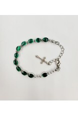 Goldscheider of Vienna Miraculous Medal Cross Chain Bracelet with Green Beads
