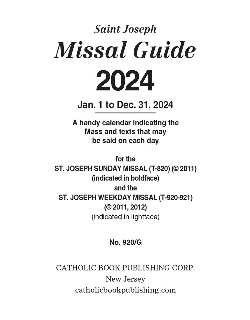 Catholic Book Publishing Corp Saint Joseph Missal Guide | 2024
