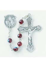 HMH Religious 6mm Tin Cut Ruby Aurora Borealis New England Pewter Rosary