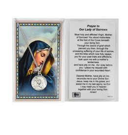 McVan Our Lady of Sorrows Pendent on 18" Chain and Holy Card