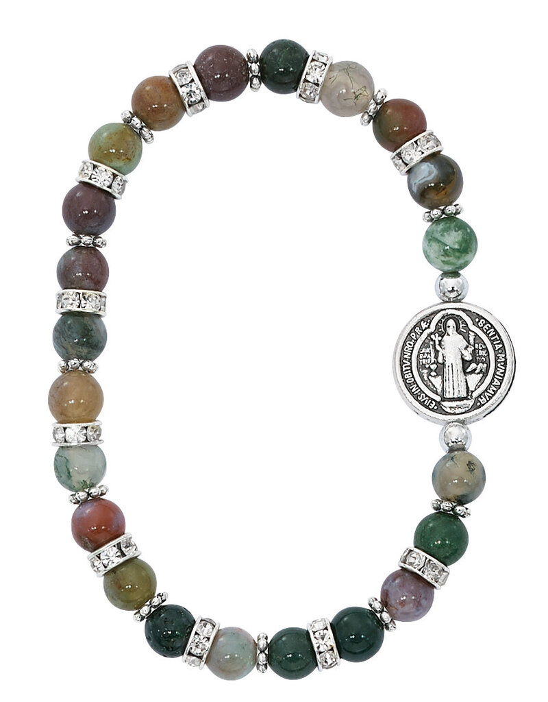 McVan India Agate St. Benedict Stretch Bracelet