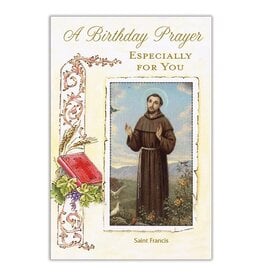 Christian Brands A Birthday Prayer Especially for You - Birthday Card with Removable St Francis Holy Card