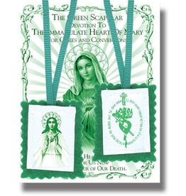 WJ Hirten 2" Green Scapular with Instruction Pamphlet