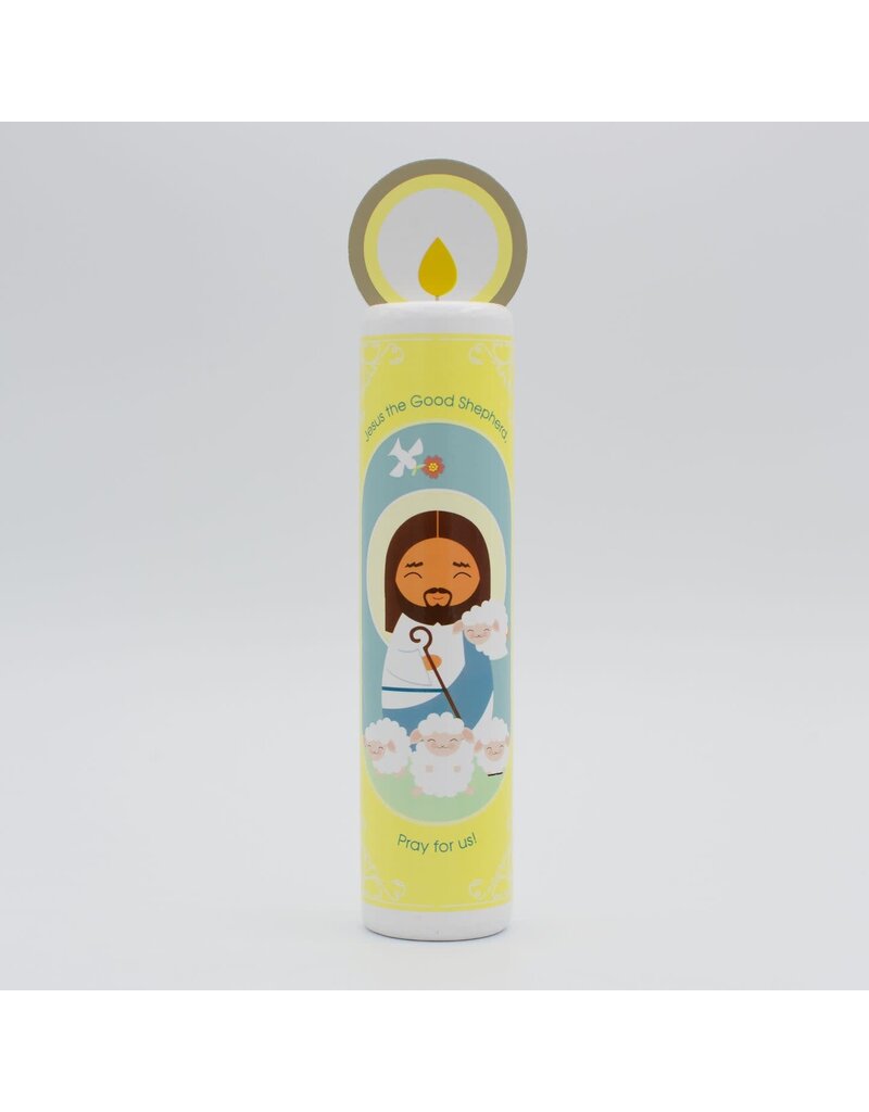 Shining Light Dolls Jesus Christ, the Good Shepherd (The Our Father) Wooden Prayer Candle
