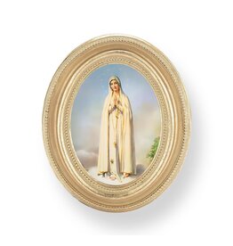 WJ Hirten Our Lady of Fatima in 3 1/2 x 4 1/2" Gold Oval Frame