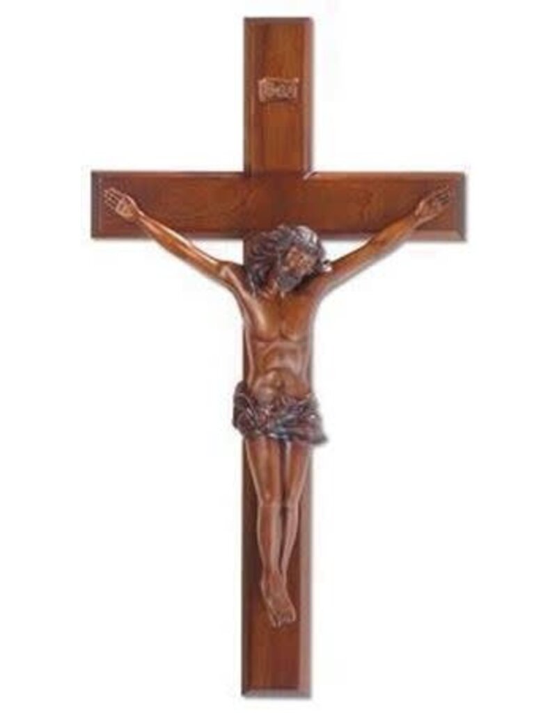 HJ Sherman 24" Mahogany Resin Crucifix