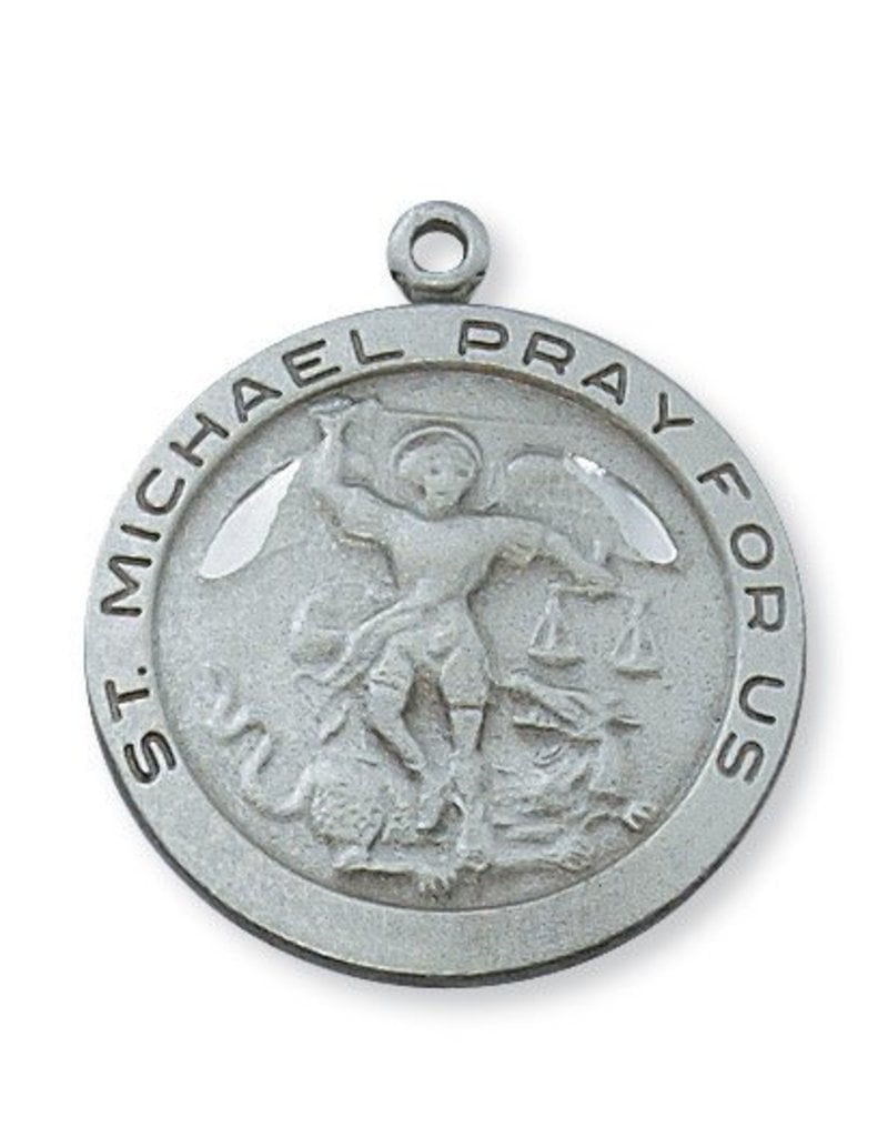 McVan Pewter St. Michael Medal On 24" Infinity Chain Necklace