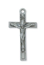 McVan 1.75" Pewter Crucifix With Hand-Cut Highlights on A 24" Chain Necklace