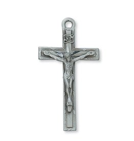 McVan 1.75" Pewter Crucifix With Hand-Cut Highlights on A 24" Chain Necklace