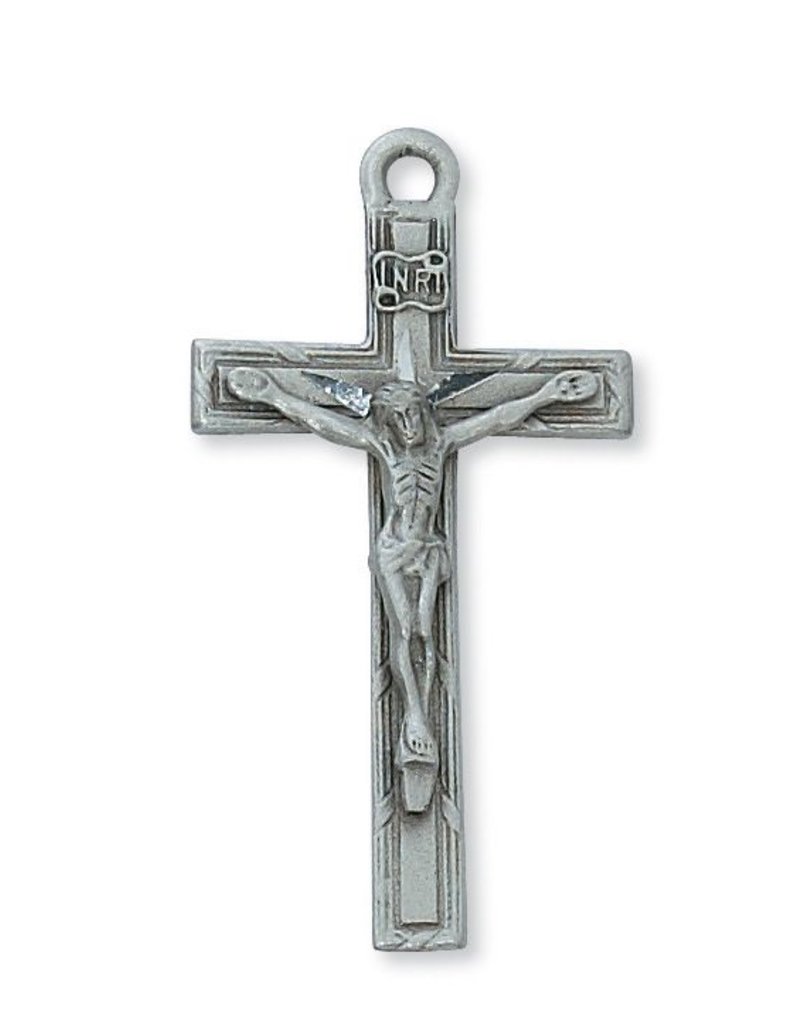 McVan 1.75" Pewter Crucifix With Hand-Cut Highlights on A 24" Chain Necklace