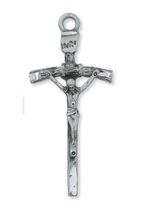 McVan Pewter Papal Crucifix With Hand-Cut Highlights on a 24" Chain Necklace