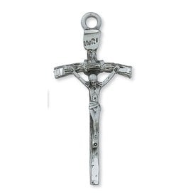 McVan Pewter Papal Crucifix With Hand-Cut Highlights on a 24" Chain Necklace