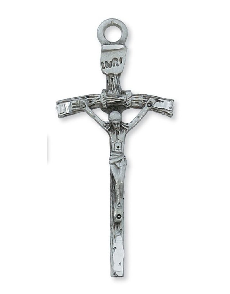 McVan Pewter Papal Crucifix With Hand-Cut Highlights on a 24" Chain Necklace