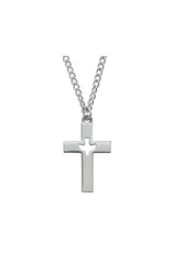 McVan Pewter Cross Holy Ghost Necklace With 24" Infinity Chain
