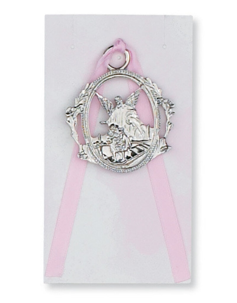 McVan Pink Ribbon Guardian Angel Crib Medal for Girl
