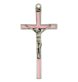 McVan 5" Pink Enamel with Silver Corpus Crucifix