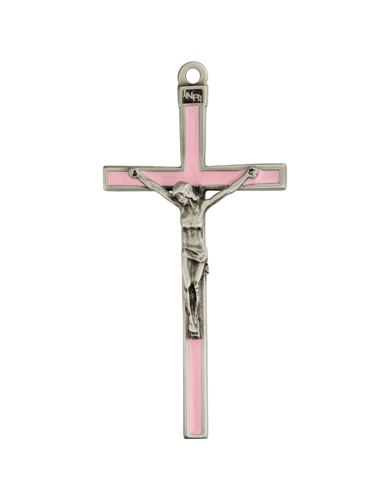 McVan 5" Pink Enamel with Silver Corpus Crucifix