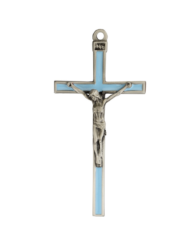 McVan 5" Blue Enamel with Silver Corpus Crucifix