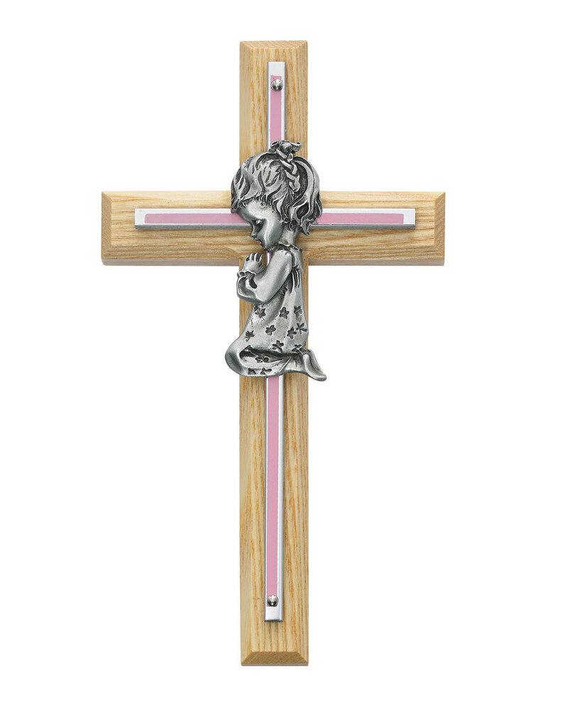 McVan 7" Pink Oak Girls Wall Cross