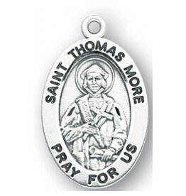 HMH Religious Sterling Silver St. Thomas Moore Medal-Pendant With 20" Chain Necklace