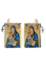 Logos Trading Post Virgin Mary and Child Woven Tapestry Rosary Pouch