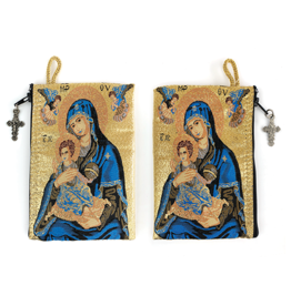 Logos Trading Post Virgin Mary and Child Woven Tapestry Rosary Pouch