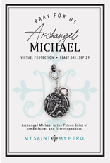 My Saint My Hero Archangel Michael Charm- Large, Silver