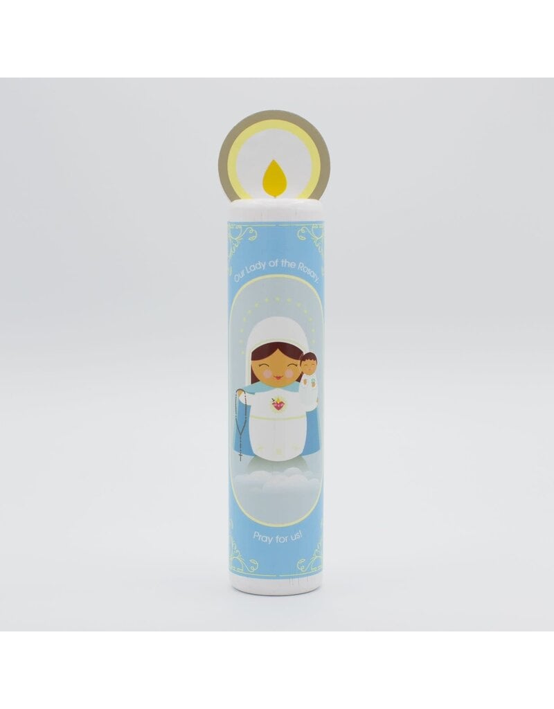 Shining Light Dolls Our Lady of the Rosary (Hail Mary) Wooden Prayer Candle