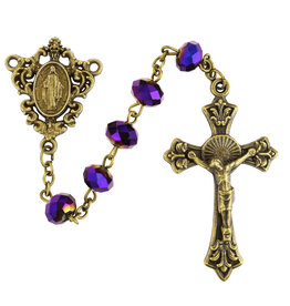 McVan 8MM Antique Gold Purple Rosary