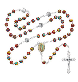 McVan Red Venenian Glass Our Lady of Guadalupe Rosary