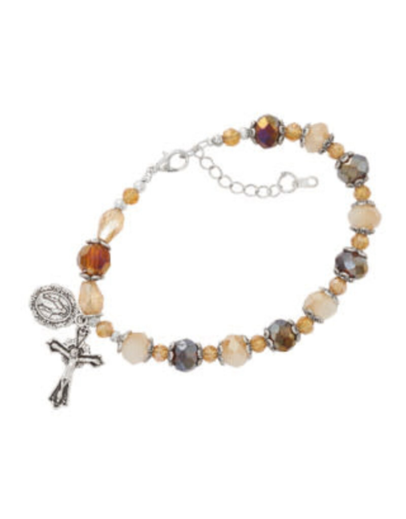 McVan Amber & Cream Crystal Rosary Bracelet