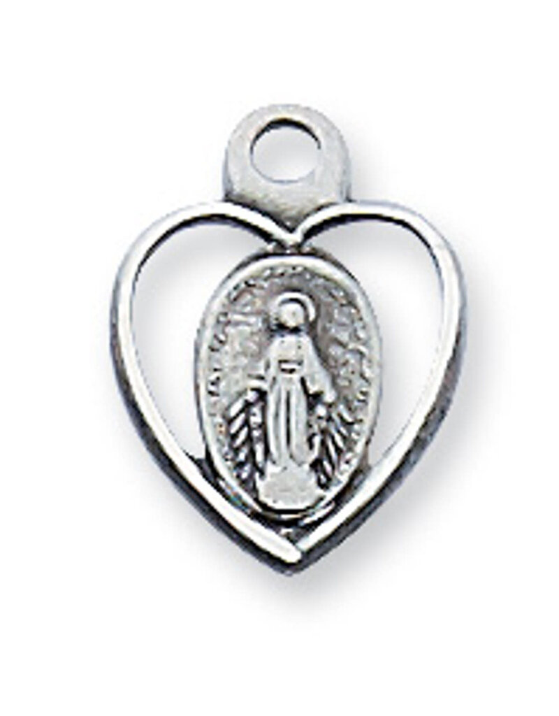 McVan Sterling Silver Heart Miraculous Medal (16" Chain)