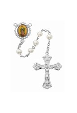 McVan White Pearl Our Lady of Guadalupe Rosary with Deluxe Crucifix and Center