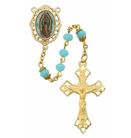 McVan 6mm Pearl Our Lady of Guadalupe Rosary with Deluxe Crucifix and Center