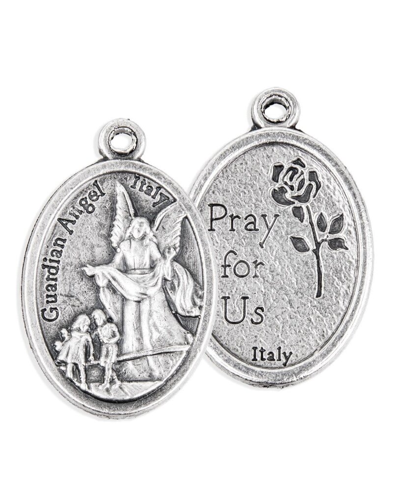 WJ Hirten 1" Guardian Angel Oxidized Medal
