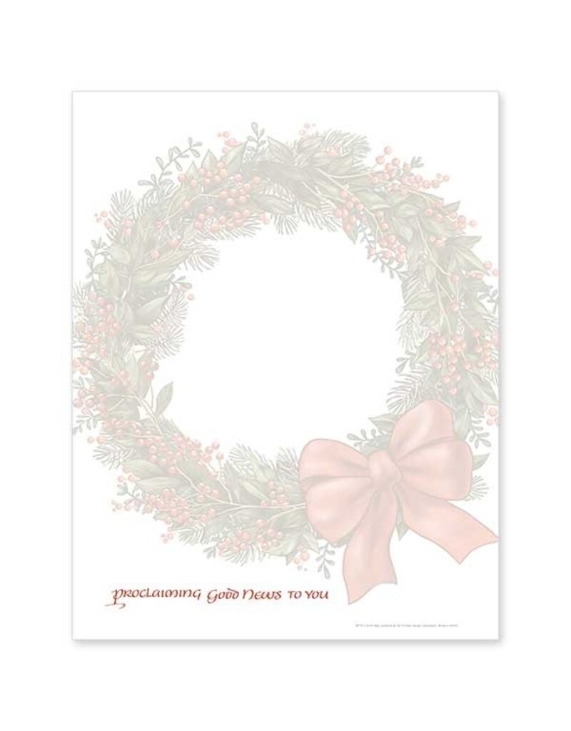 The Printery House Christmas Wreath Christmas Letter Stationery (21 Sheets)