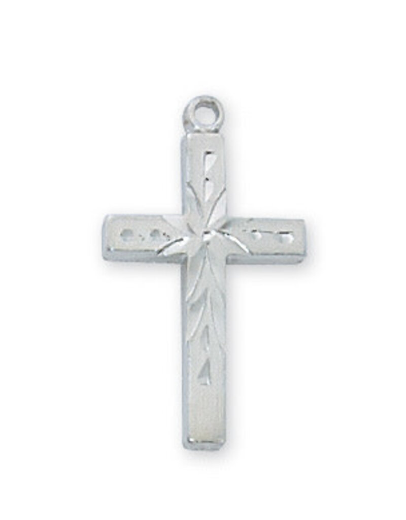 McVan Engraved Rhodium Cross with 18" Chain