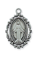 McVan Antique Silver Miraculous Medal Pendant with 18" Chain Necklace