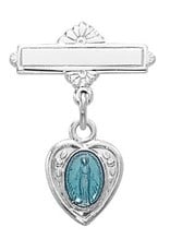 McVan Sterling Silver Blue Miraculous Medal Baby Pin