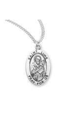 HMH Religious Sterling Silver St. Luke Medal With 20" Chain Necklace