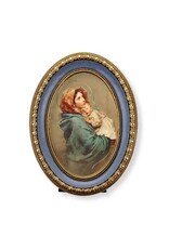 WJ Hirten Italian Gold-Stamped Madonna of the Streets  in Oval Gold-Leaf Frame (5.5" x 7")