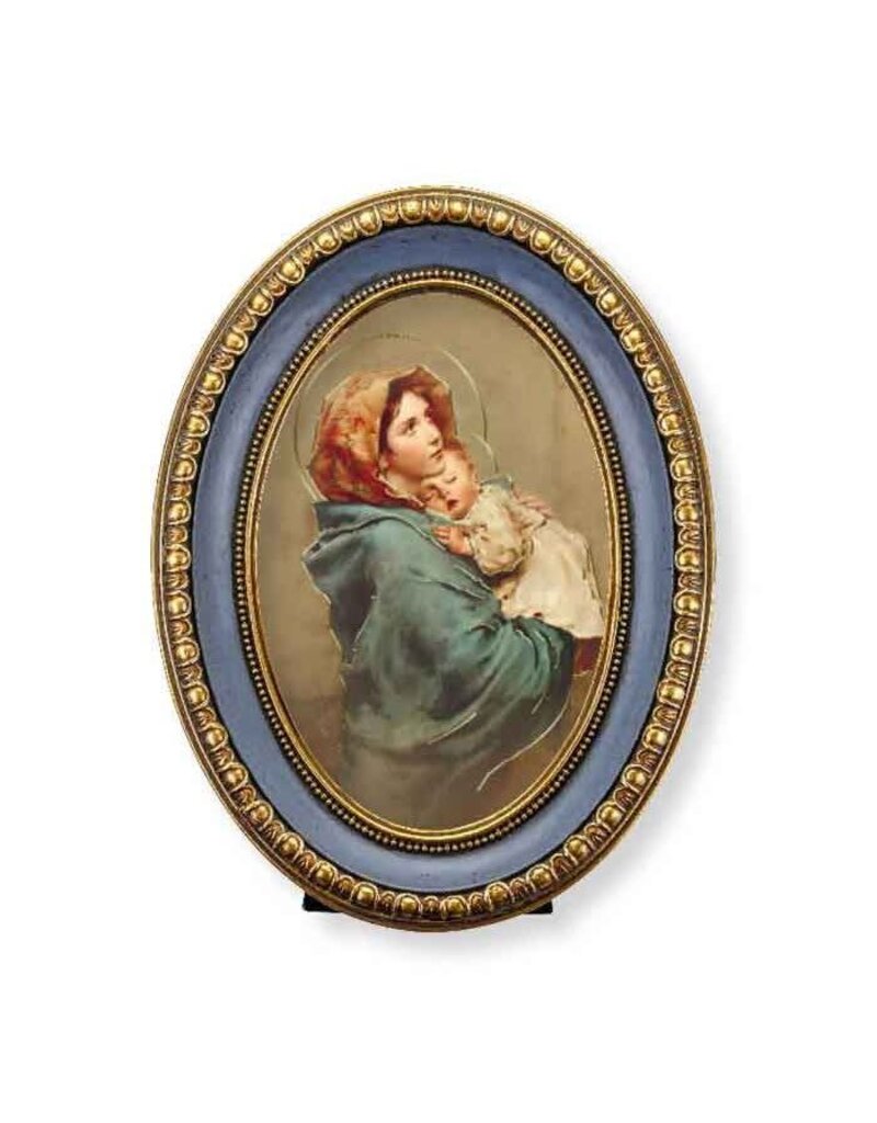 WJ Hirten Italian Gold-Stamped Madonna of the Streets  in Oval Gold-Leaf Frame (5.5" x 7")