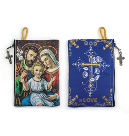 Logos Trading Post Holy Family & God is Love Woven Tapestry Rosary Pouch