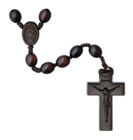 Sine Cera Dark Oval Jujube Wood Rosary (12mm)