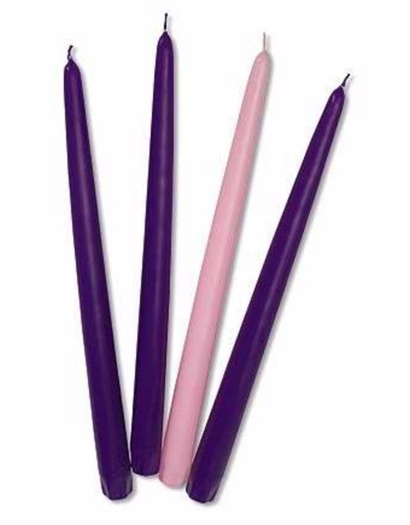 Christian Brands Advent Taper Candles 12" (3 Violet, 1 Rose)
