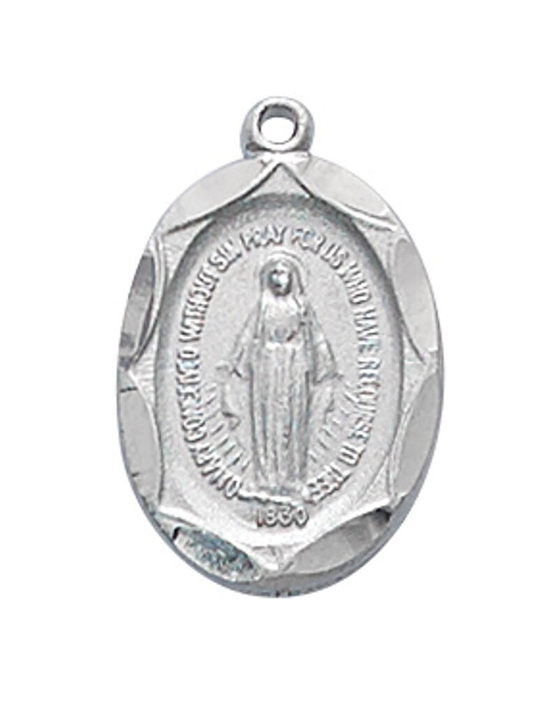 McVan Sterling Silver Miraculous Miraculous with 13" Rhodium Plated Chain and Deluxe Gift Box