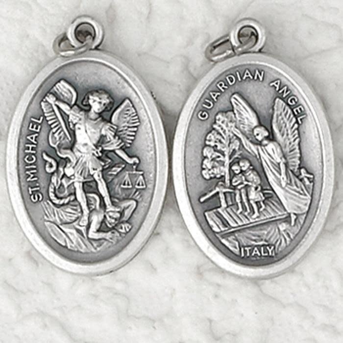Lumen Mundi Guardian Angel and St. Michael Double Sided Medal Queen