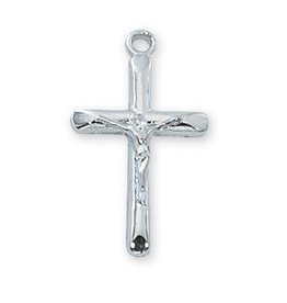 McVan Rhodium Plated Crucifix Pendant with 18" Chain Necklace