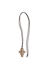 Sine Cera 1.75″ Wood San Damiano Cross Necklace